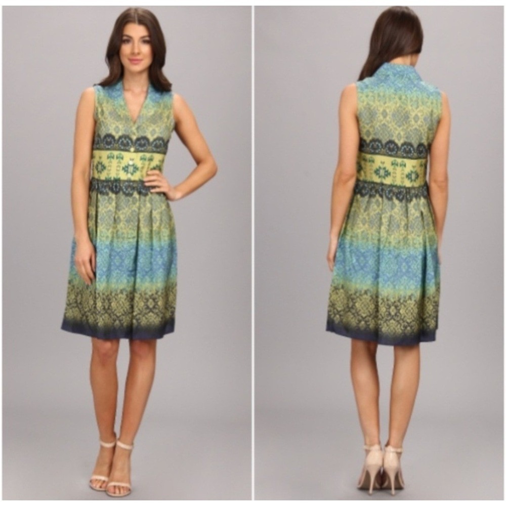 Pendleton Shirt Dress Womens 8‎ Blue Yellow Silk Southwestern Boho Preppy